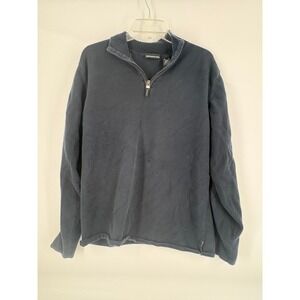 DKNY Jeans Men's Navy Blue‎ Cotton Blend 1/4 Zip Pullover Sweater Size L